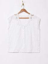 カットワーク リネントップス