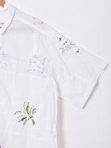 花刺繍 半袖コットンブラウス