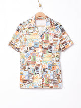 フォトプリント オープンカラー 半袖シャツ