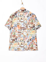 フォトプリント オープンカラー 半袖シャツ