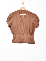 パフスリーブ ペプラムブラウス