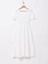 Meridian カットワークレース 半袖ワンピース