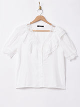 【2色展開】Meridianラッフルレース 半袖シャツ