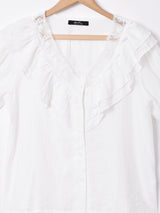 【2色展開】Meridianラッフルレース 半袖シャツ