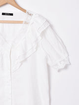【2色展開】Meridianラッフルレース 半袖シャツ