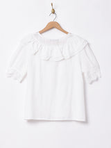 【2色展開】Meridianラッフルレース 半袖シャツ