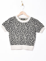 【3色展開】Meridianフラワーパターン 半袖 サマーニットトップス