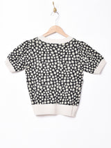 【3色展開】Meridianフラワーパターン 半袖 サマーニットトップス