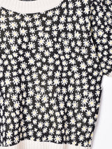 【3色展開】Meridianフラワーパターン 半袖 サマーニットトップス