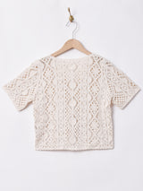 Elcamino クロシェ 半袖カーディガン