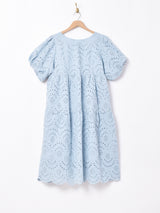 【2色展開】Meridianカットワークレース パフスリーブワンピース