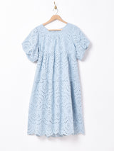 【2色展開】Meridianカットワークレース パフスリーブワンピース
