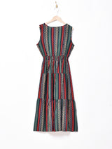 【2色展開】Elcaminoストライプ 総柄 ノースリーブワンピース