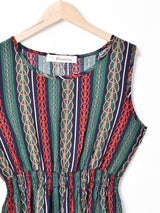 【2色展開】Elcaminoストライプ 総柄 ノースリーブワンピース