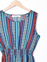 【2色展開】Elcaminoストライプ 総柄 ノースリーブワンピース