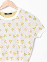 Meridianフラワーパターン 半袖 サマーニットトップス