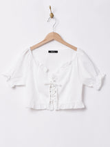 【2色展開】Meridianクロップド レースアップブラウス