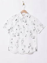 Elcaminoイラストプリント 総柄 半袖シャツ