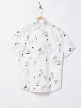 Elcaminoイラストプリント 総柄 半袖シャツ