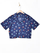 【2色展開】Meridianドット×チューリップ 総柄 オープンカラー 半袖シャツ