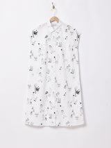 Elcaminoイラストプリント フレンチスリーブ シャツワンピース