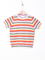 Elcaminoマルチボーダー 半袖ニットトップス