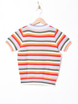 Elcaminoマルチボーダー 半袖ニットトップス