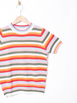 Elcaminoマルチボーダー 半袖ニットトップス