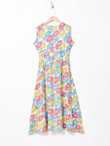 Emerald Motel総柄 レースアップ ノースリーブワンピース