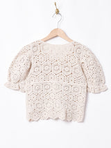 Elcaminoパフスリーブ 半袖 クロシェトップス