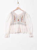 Elcamino刺繍 クロシェ切替チュニック