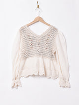 Elcamino刺繍 クロシェ切替チュニック