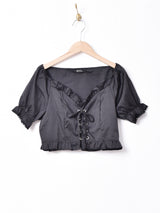【2色展開】Meridianクロップド レースアップブラウス