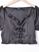 【2色展開】Meridianクロップド レースアップブラウス