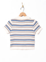 【5色展開】Elcaminoボーダー柄 ボタンダウンニットトップス