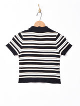 【5色展開】Elcaminoボーダー柄 ボタンダウンニットトップス