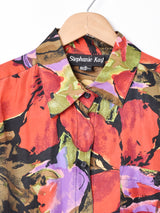 総柄 シルク半袖シャツ