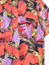 総柄 シルク半袖シャツ