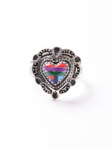 ハート カラフルストーン シルバーリング