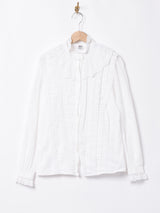レースラッフル ホワイトブラウス