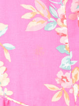 Laura Ashley 花柄 バックボタン パフスリーブ 半袖ワンピース