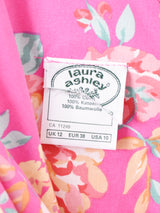 Laura Ashley 花柄 バックボタン パフスリーブ 半袖ワンピース
