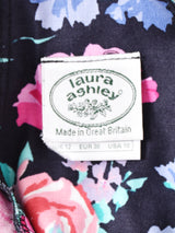 Laura Ashley 花柄 バックオープン パフスリーブ 半袖ワンピース