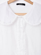 【2色展開】Meridianビッグカラー オーガンジー 半袖ブラウス