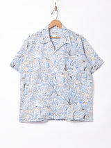 TEMPTATIONヤシの木 総柄 オープンカラー 半袖シャツ