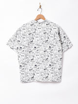 【2色展開】総柄 オープンカラー半袖シャツ