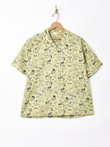 【2色展開】総柄 オープンカラー半袖シャツ