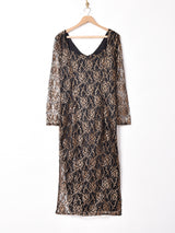 アメリカ製 スクエアネック 長袖 レースワンピース