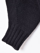 Elcamino 花付き Vネック ショート丈 カーディガン ブラック