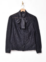 ボウタイ 長袖 レースブラウス